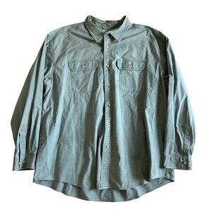 L.L.Bean Mens XXL Traditional Fit Green Button-Up Shirt Long Sleeve Shirt